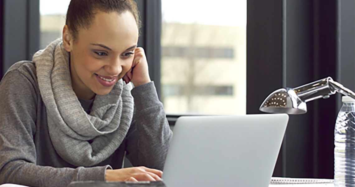 Woman using the computer