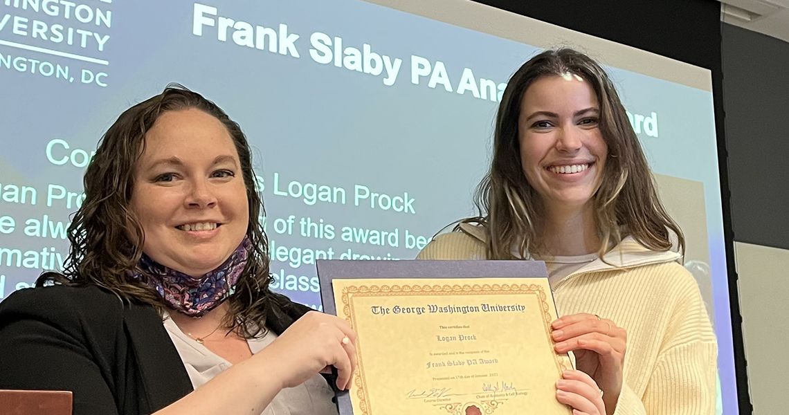 Logan Prock receives the Frank Slaby PA Anatomy Award